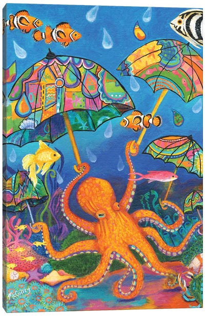My Octopus's Garden In The Shade Canvas Art Print - Sea Life Art