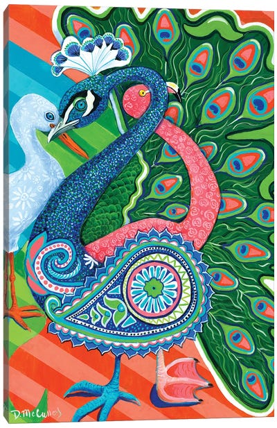 Paisley Peacock And The Pips Canvas Art Print - Debbie McCulley