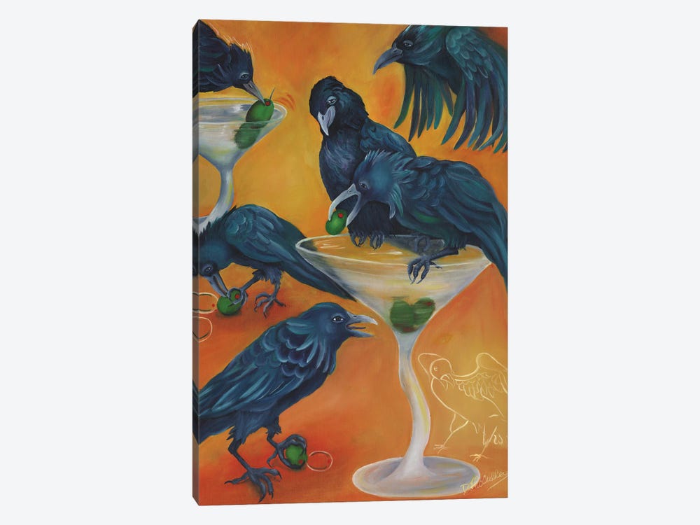 Party Animals Murder Of Crows by Debbie McCulley 1-piece Canvas Art Print