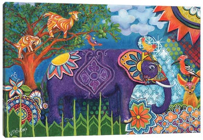 The Elephant In My Room Canvas Art Print - Folksy Fauna