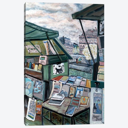 Shops On Seine Canvas Print #DBH109} by Deborah Eve Alastra Art Print