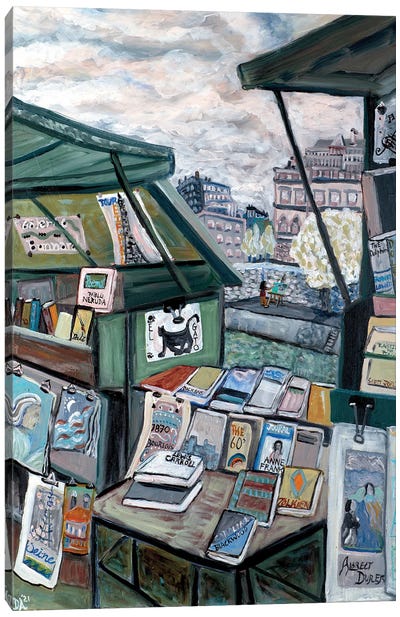 Shops On Seine Canvas Art Print