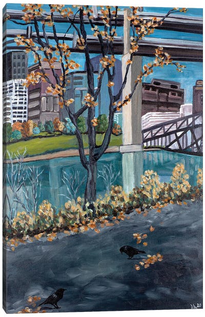 Portland Waterfront Canvas Art Print - Oregon Art