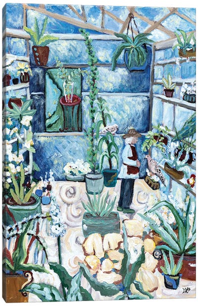In The Greenhouse Canvas Art Print - Plant Mom