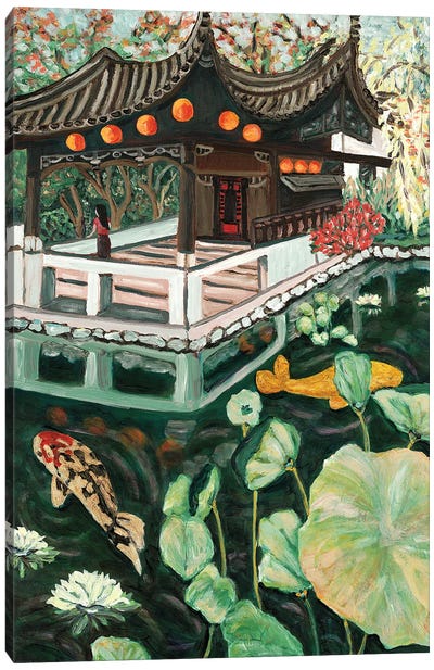Lansu Fall Canvas Art Print - Koi Fish Art