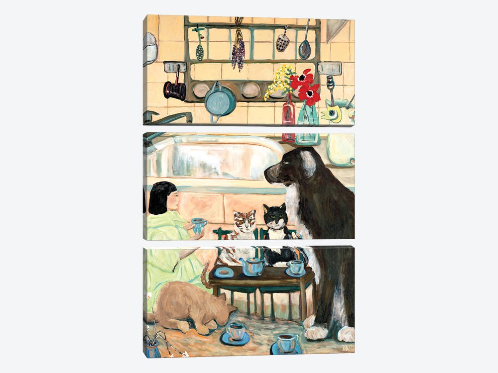 Antique Tea Party by Deborah Eve Alastra 3-piece Canvas Wall Art