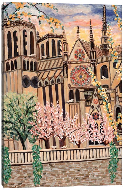 Notre Dame Doves Canvas Art Print - Deborah Eve Alastra