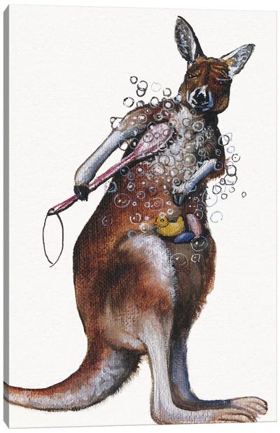 Bath Animals Iv Canvas Art Print - Kangaroo Art