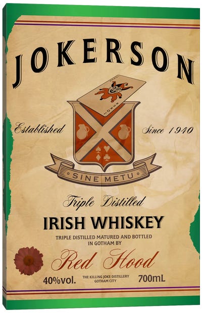 Jokerson Irish Whiskey Canvas Art Print - DC Booze Lables