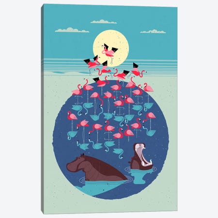 Flamingo Lake Canvas Print #DBR3} by Dieter Braun Canvas Print