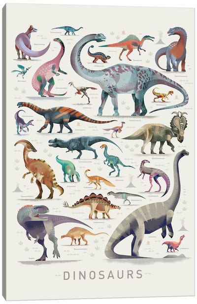 Dinosaurs I Canvas Art Print - Prehistoric Animal Art