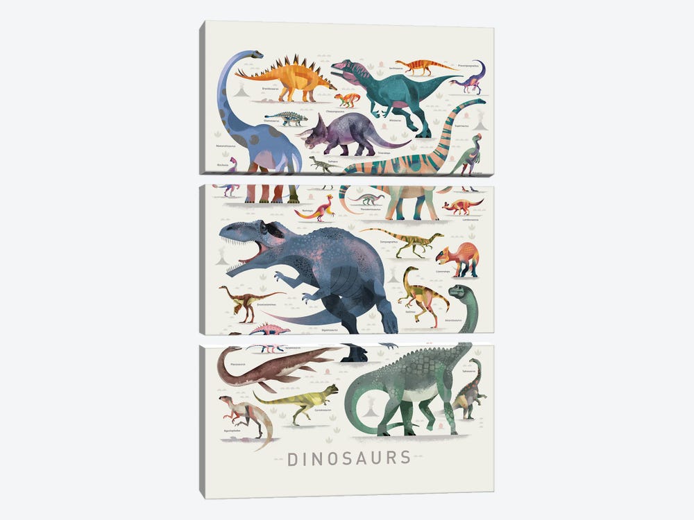 Dinosaurs II by Dieter Braun 3-piece Canvas Print