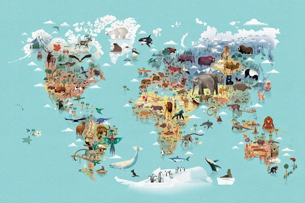 Globes: World Map Of Animals by Dieter Braun