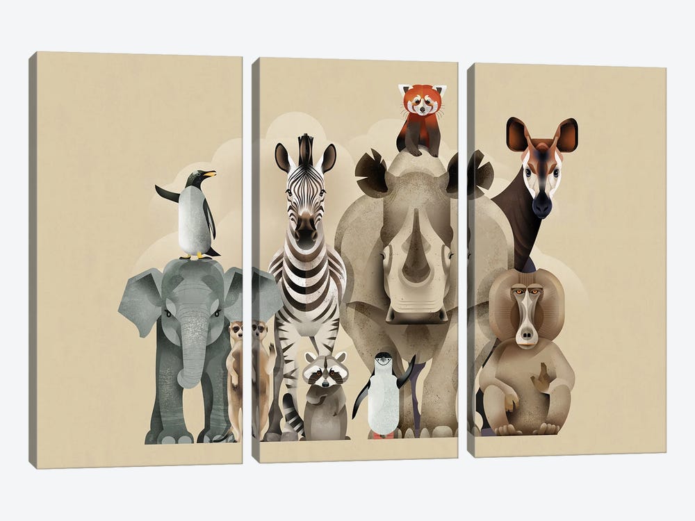 Hello Animals by Dieter Braun 3-piece Canvas Print