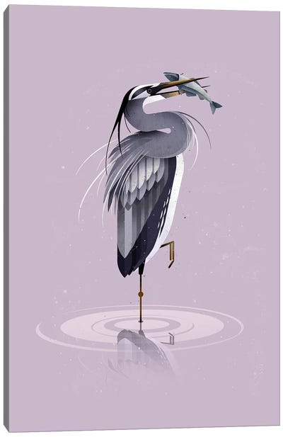 Grey Heron Canvas Art Print - Dieter Braun