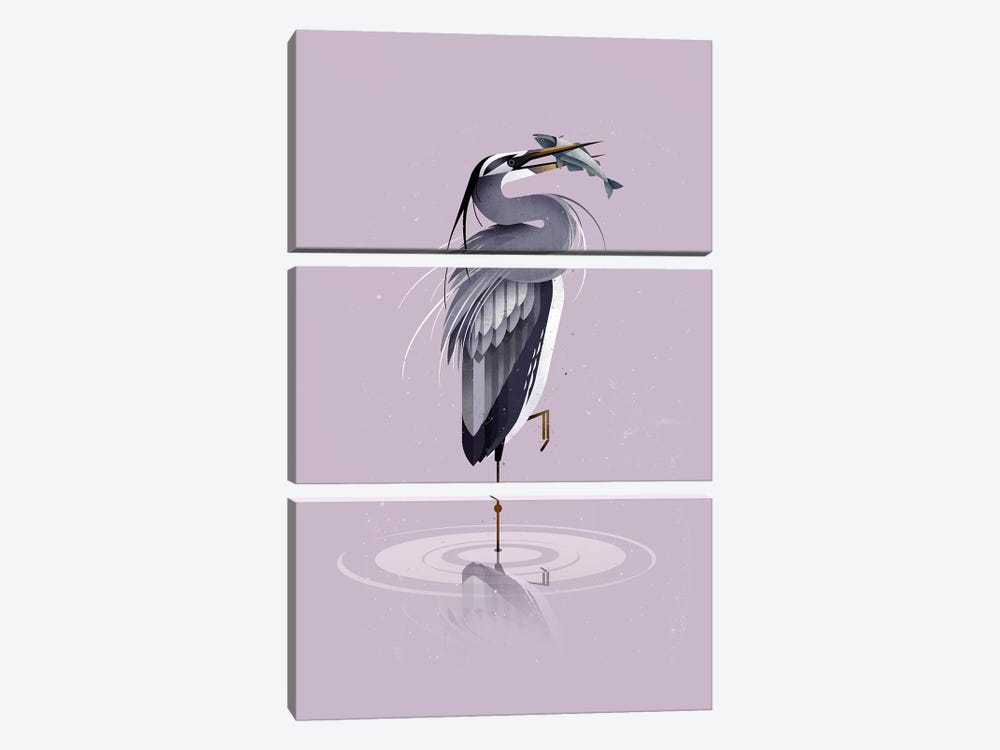 Grey Heron by Dieter Braun 3-piece Canvas Artwork