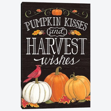 Pumpkin Kisses & Harvest Wishes Canvas Print #DBS100} by Deb Strain Canvas Art Print