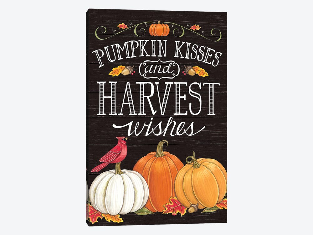 Pumpkin Kisses & Harvest Wishes by Deb Strain 1-piece Canvas Art