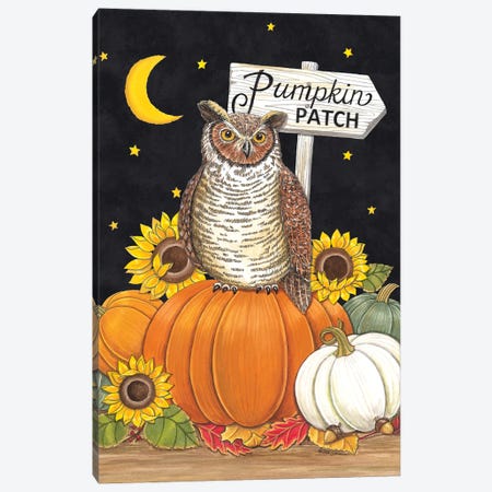 Pumpkin Patch Owl Canvas Print #DBS101} by Deb Strain Canvas Art Print