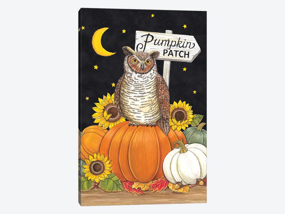 Pumpkin Patch Owl by Deb Strain 1-piece Canvas Print