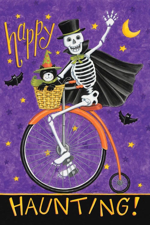 Skelton On Bicycle by Deb Strain wall art