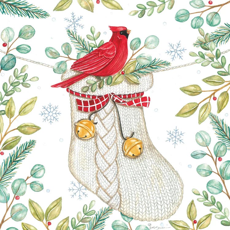 Jingle Bell Cardinal by Deb Strain wall art