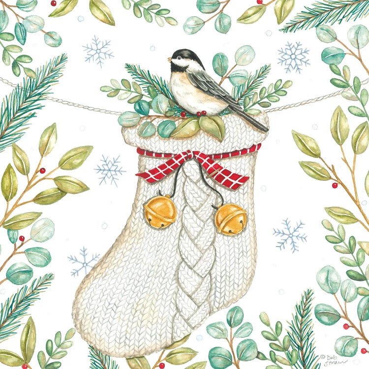Jingle Bell Chickadee by Deb Strain wall art