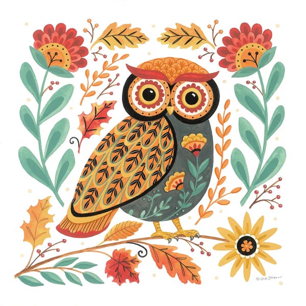 Deb Strain: Autumn Folk Friends - Owl by Deb Strain