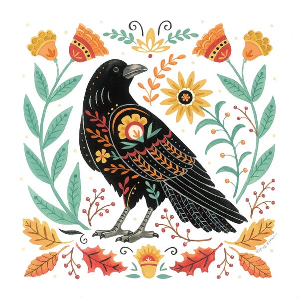 Deb Strain: Autumn Folk Friends - Crow by Deb Strain