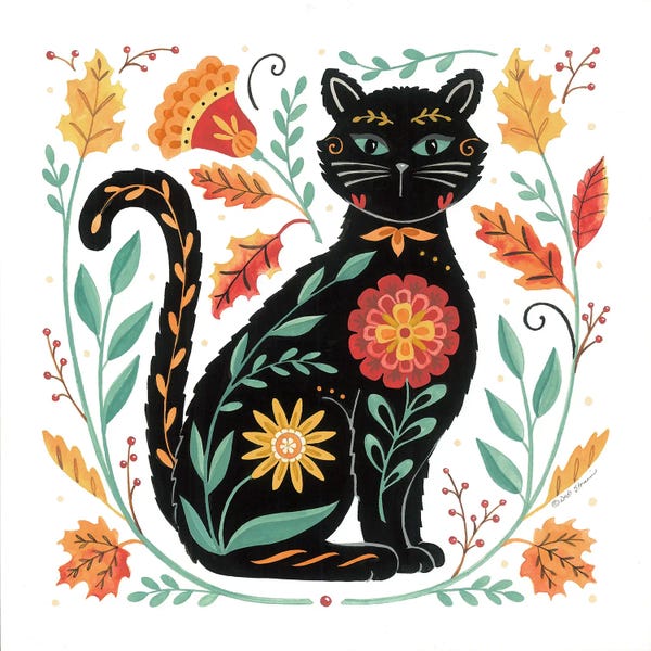 Deb Strain: Autumn Folk Friends - Cat by Deb Strain