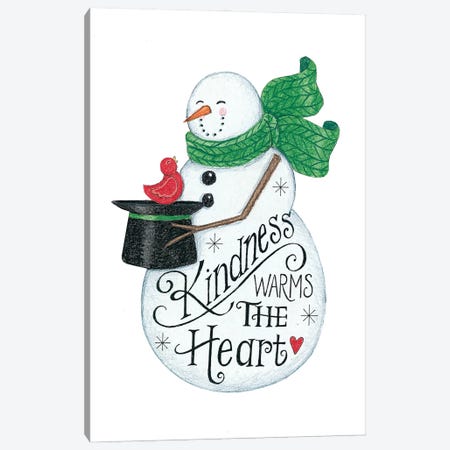 Kindness Warms the Heart Snowman Canvas Print #DBS15} by Deb Strain Art Print
