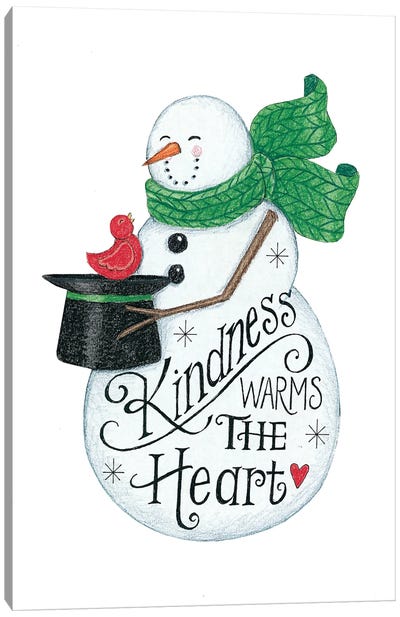 Kindness Warms the Heart Snowman Canvas Art Print