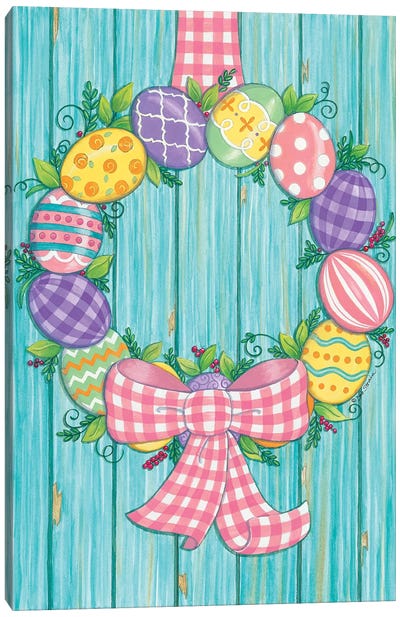 Easter Egg Wreath Canvas Art Print - Easter Art