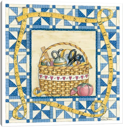 Quilt Basket Canvas Art Print - Knitting & Sewing