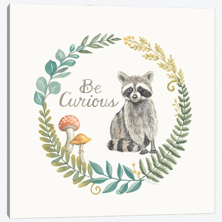 Be Curious Raccoon Canvas Print #DBS51} by Deb Strain Canvas Artwork