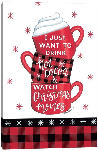 Hot Cocoa & Christmas Movies Canvas Art Print - Holiday Movie Art