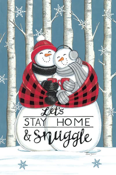 Let's Stay Home & Snuggle by Deb Strain framed wall art