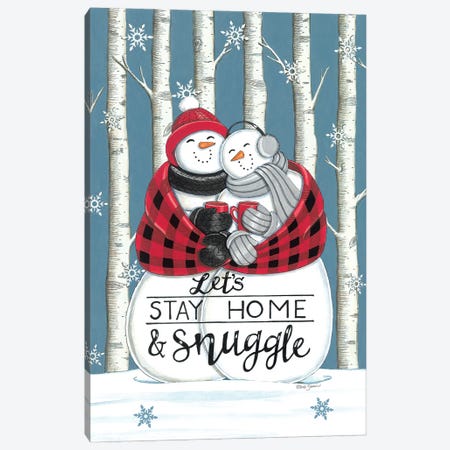 Let's Stay Home & Snuggle Canvas Print #DBS69} by Deb Strain Canvas Art Print