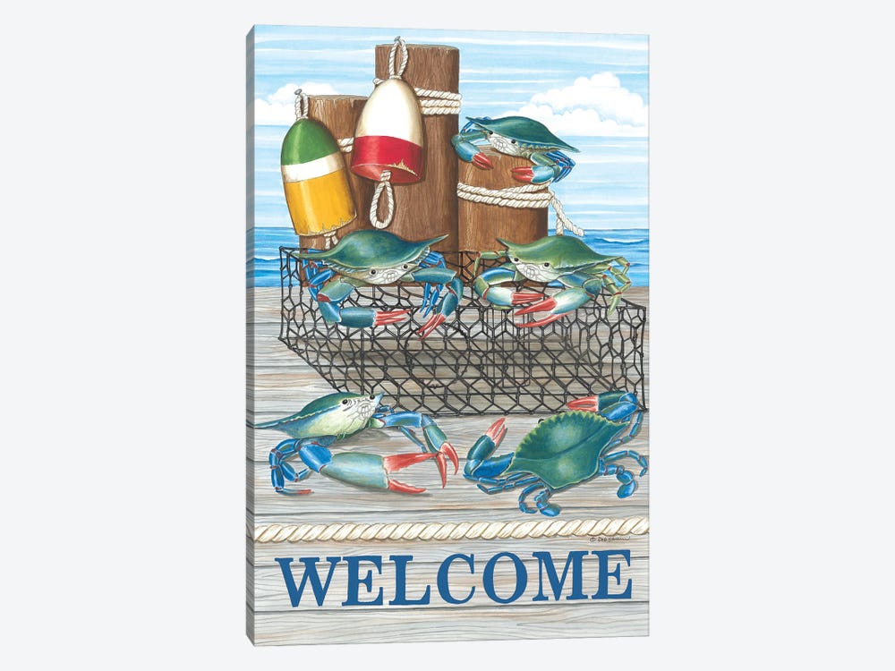 Crab Welcome by Deb Strain 1-piece Canvas Print