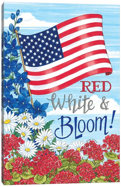 Red, White & Bloom! Canvas Art Print - American Flag Art
