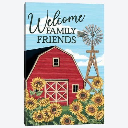 Welcome Family & Friends Barn Canvas Print #DBS82} by Deb Strain Canvas Art Print