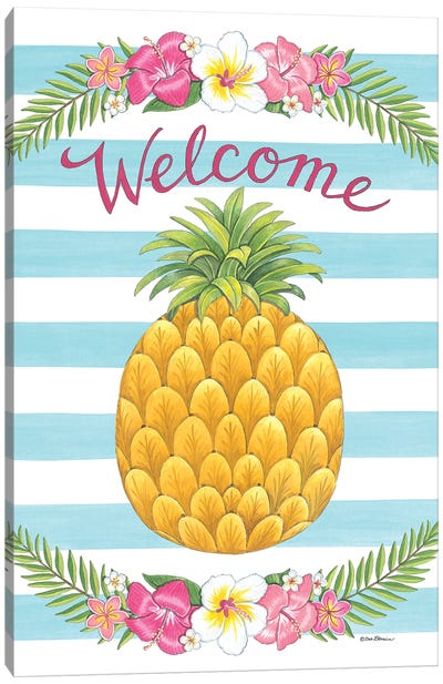 Welcome Tropical Pineapple Canvas Art Print
