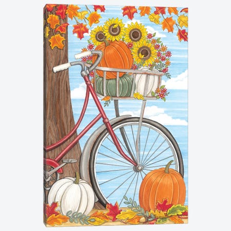 Fall Bicycle Canvas Print #DBS94} by Deb Strain Art Print