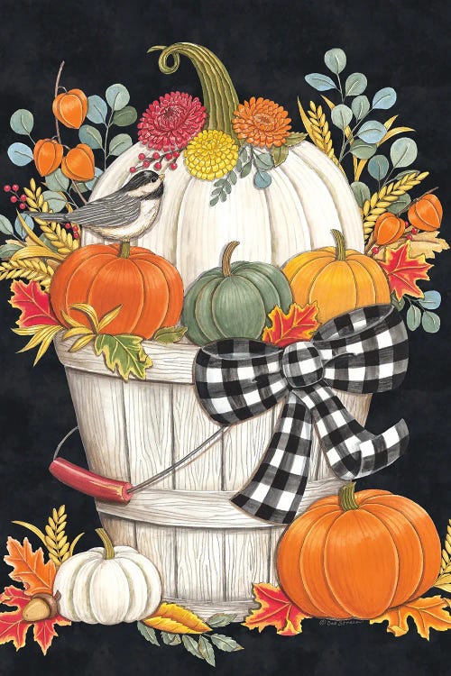 Fall Bucket With Chickadee