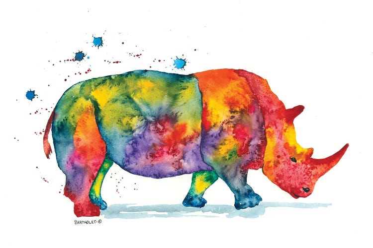 Rainbow Rhino by Dave Bartholet wall art