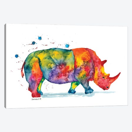 Rainbow Rhino Canvas Print #DBT10} by Dave Bartholet Art Print