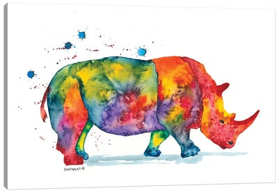 Rainbow Rhino Canvas Art Print - Rhinoceros Art