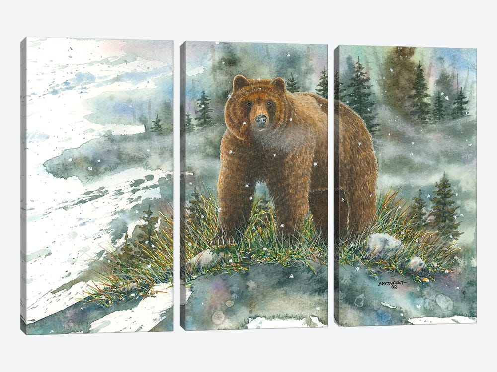 A Tight Spot Grizzly by Dave Bartholet 3-piece Canvas Wall Art