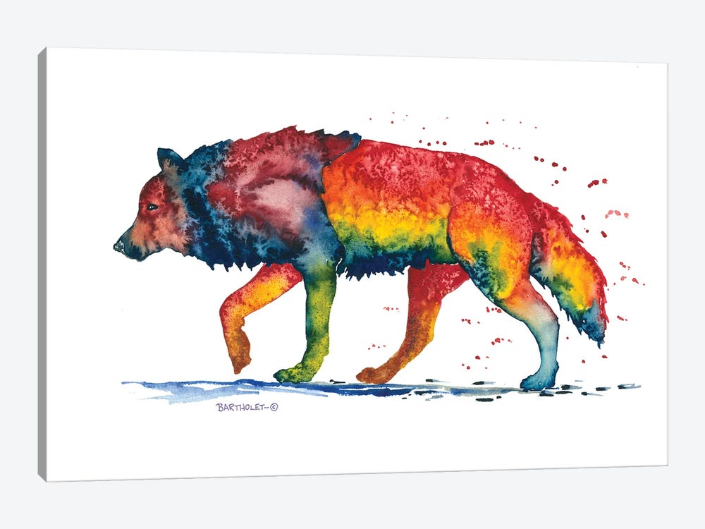 Rainbow Wolf by Dave Bartholet 1-piece Canvas Art