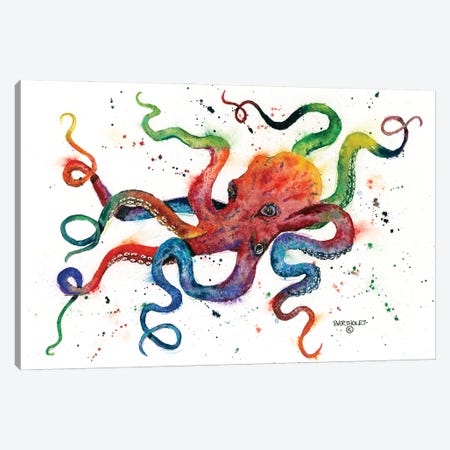 Rainbow Octopus Canvas Print #DBT14} by Dave Bartholet Canvas Art